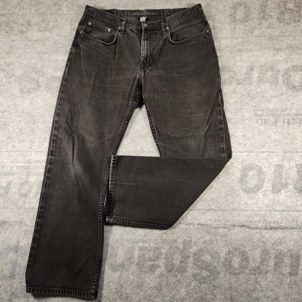Eddie Bauer Jeans Mens 36x28 Black Demin Straight Leg Outdoor